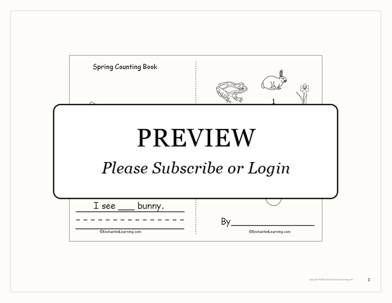 Spring Counting Book interactive worksheet page 1