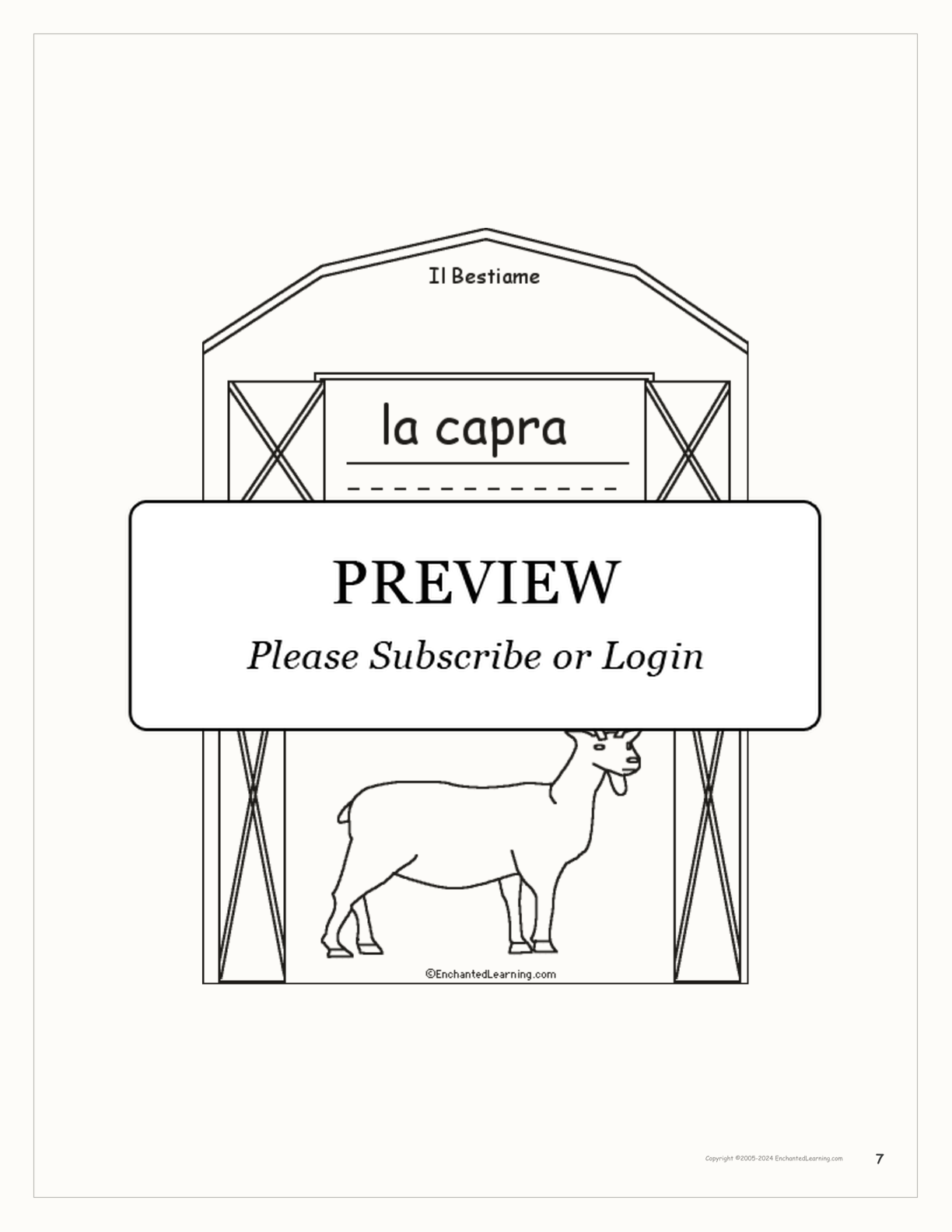 Bestiame/Livestock Italian Book interactive printout page 7
