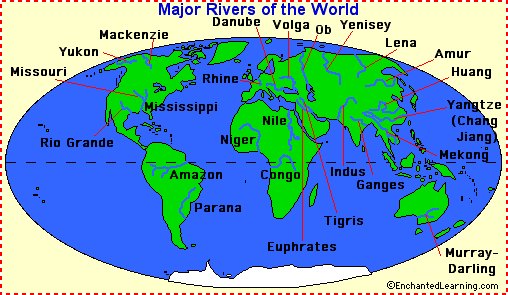 map of the major world rivers